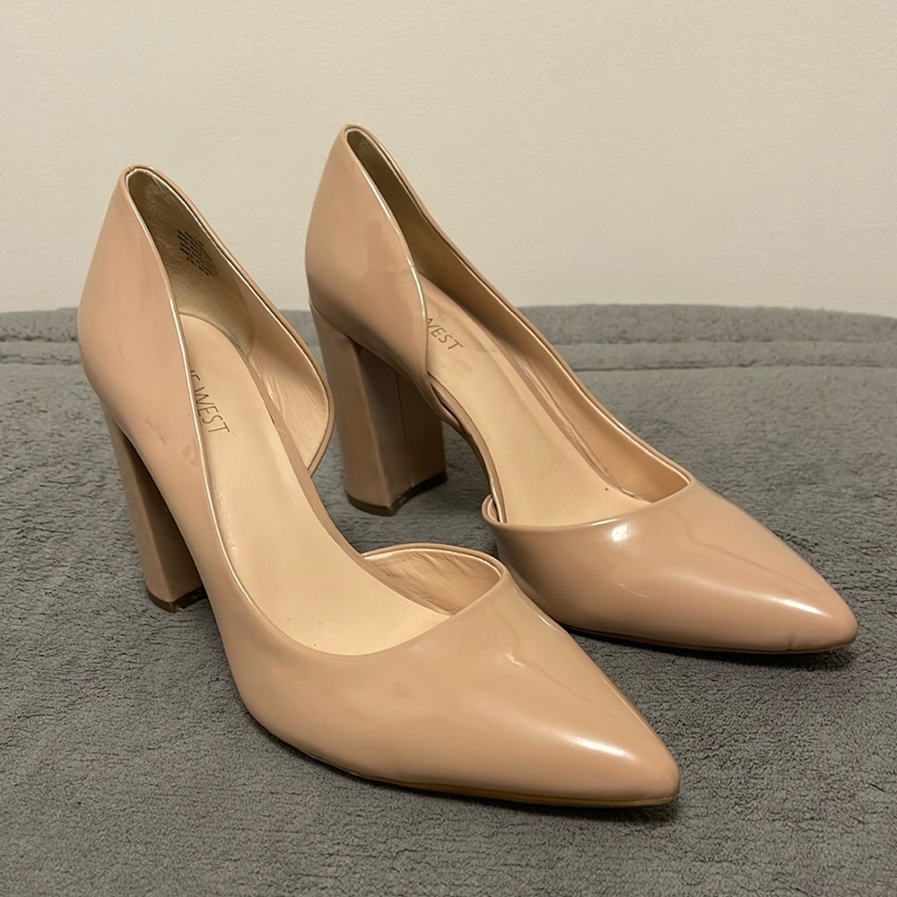 Nine West, Patent Leather Heels, Tan/Beige, 7.5